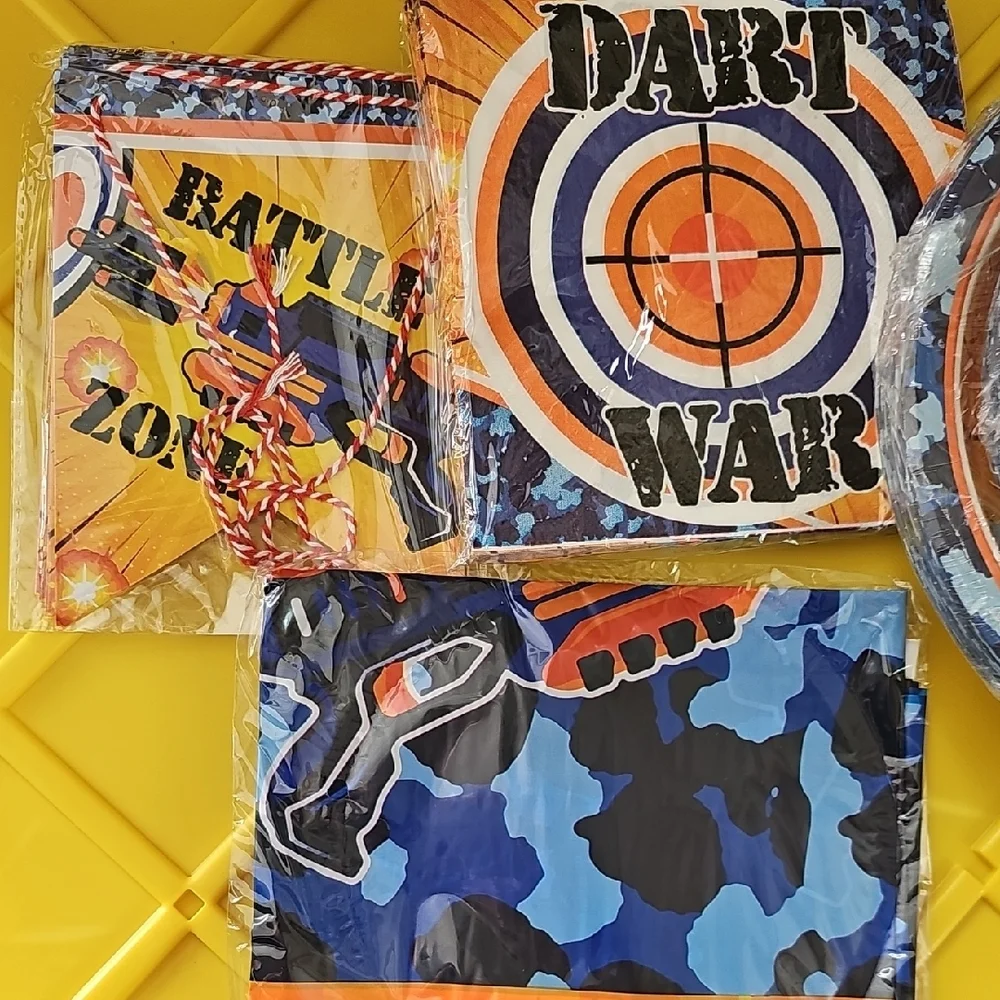 Dart Battle Party Supplies Set - Orange and Blue